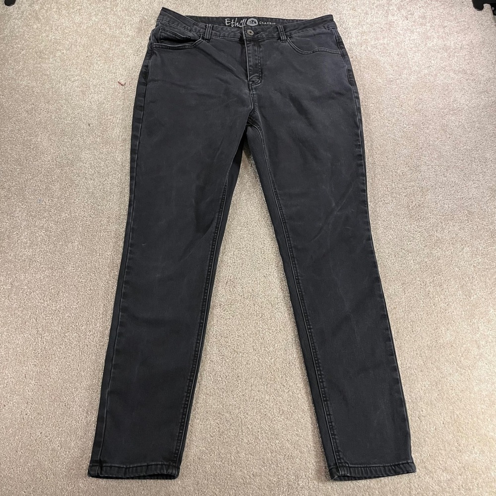 Ethyl Classic Jeans Womens 14 Black Slim Leg Stretch Denim Pants